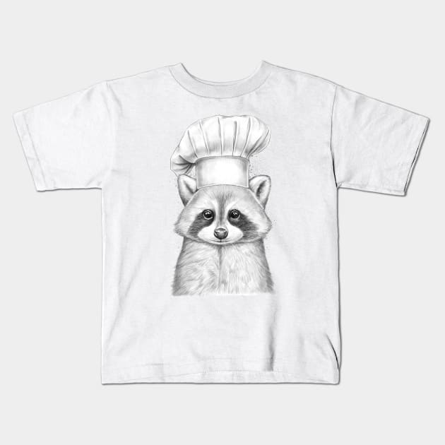 Raccoon cook Kids T-Shirt by NikKor